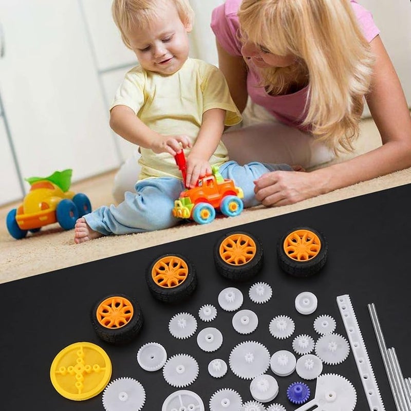 Gernie 78 Pcs Plastic Gear Kit With Pulley Belt Worm Rack For Robot Toy DIY Motor - Image 3